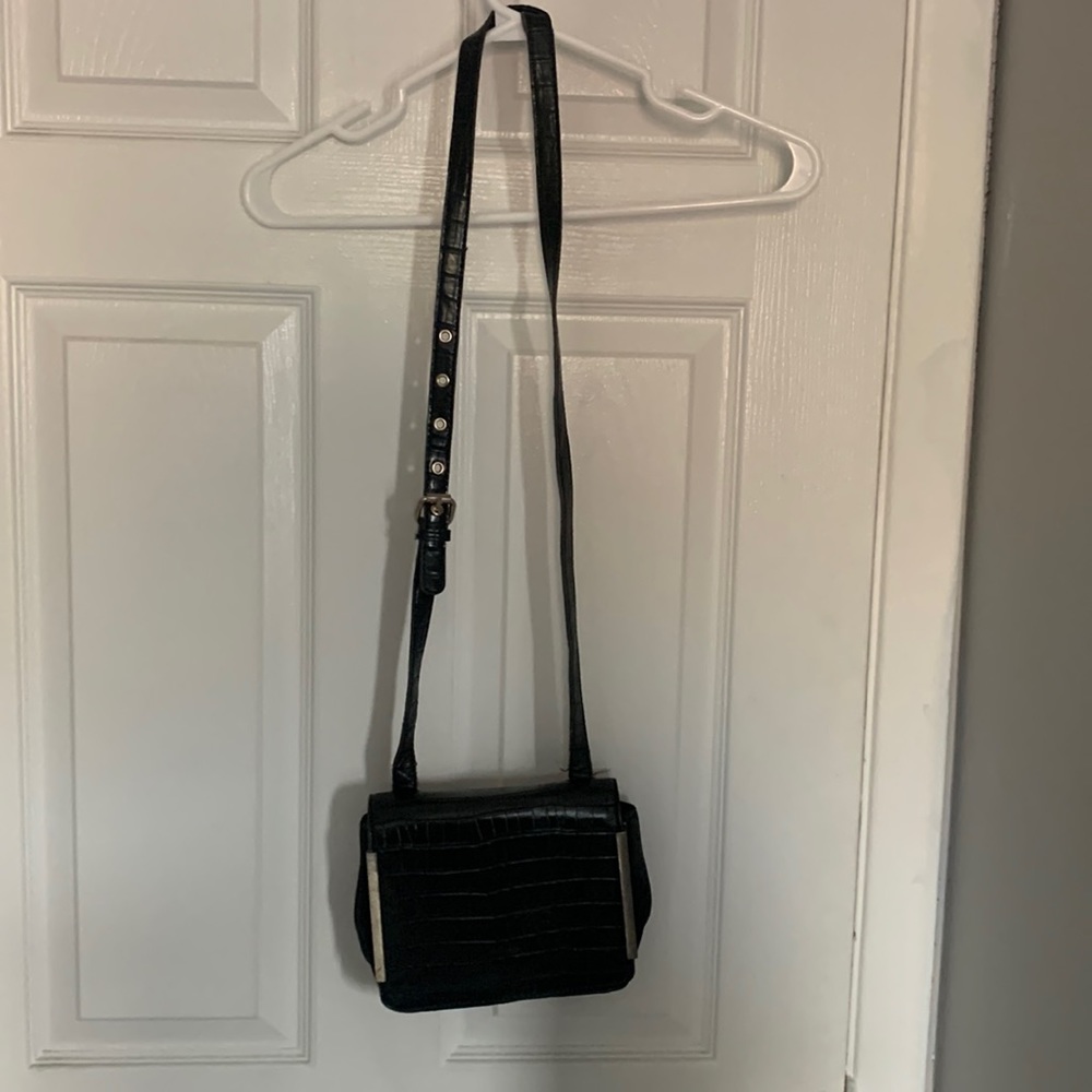Black faux leather French connection bag